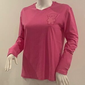 Pink Long Sleeve Shirt with Bear Design